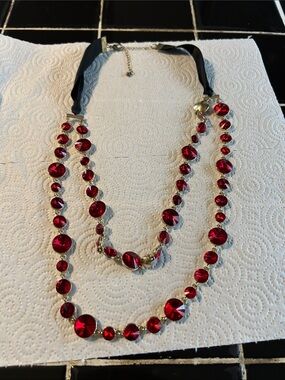 Elegant Red Crystal Double-Strand Necklace